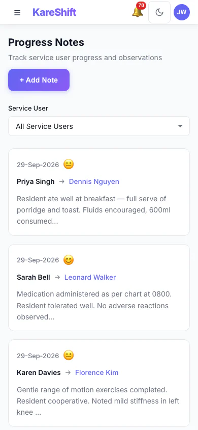Care Notes — Mobile