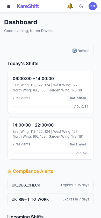 Worker Dashboard — Mobile