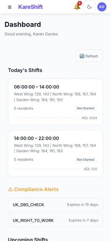 Worker Dashboard — Mobile