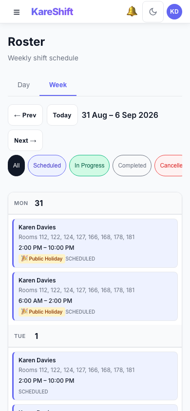 My Shifts — Mobile
