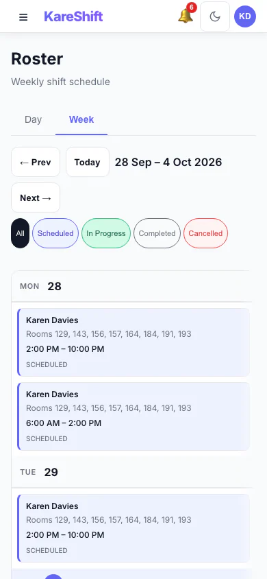 My Shifts — Mobile
