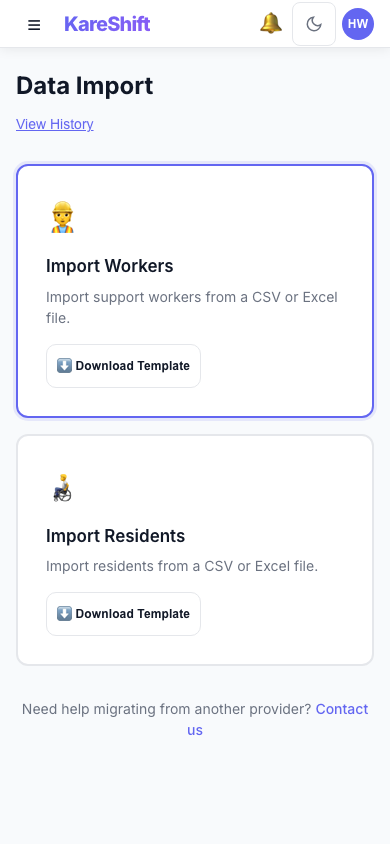 Import — Mobile