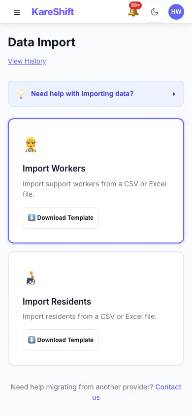 Import — Mobile