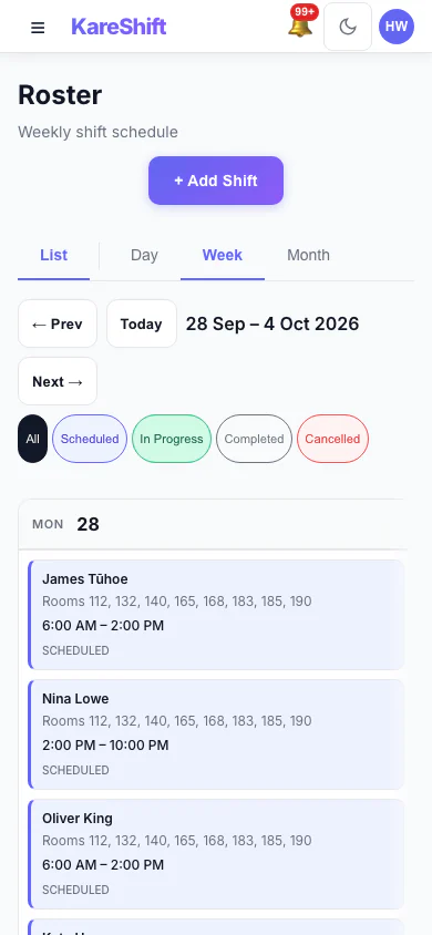 Roster — Mobile