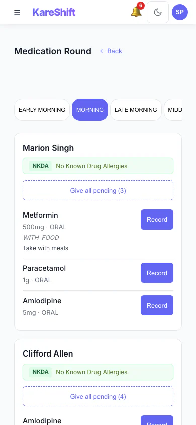 Medication Rounds — Mobile
