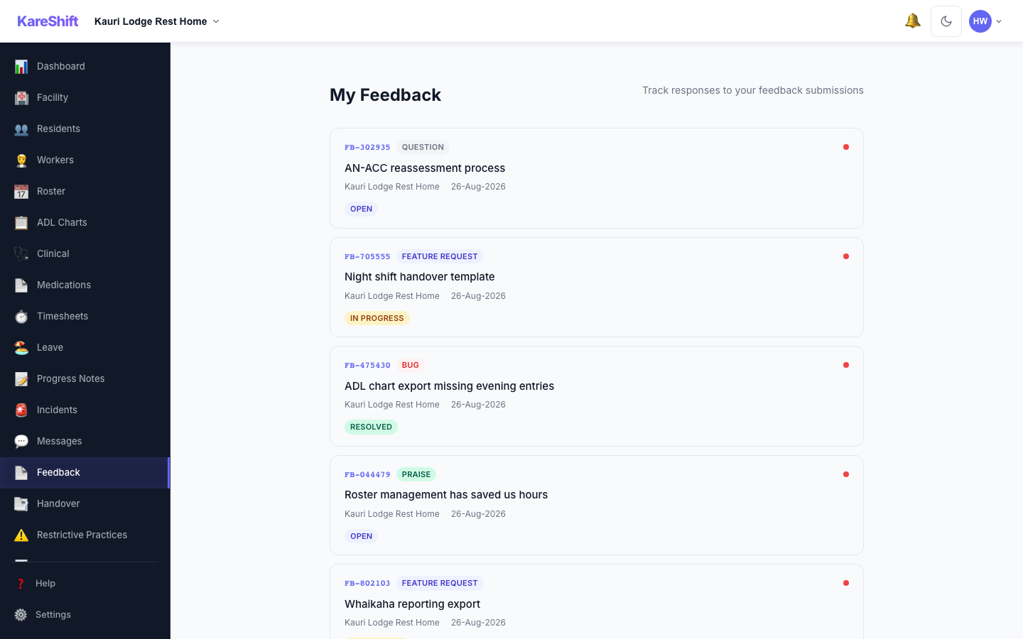 Feedback List