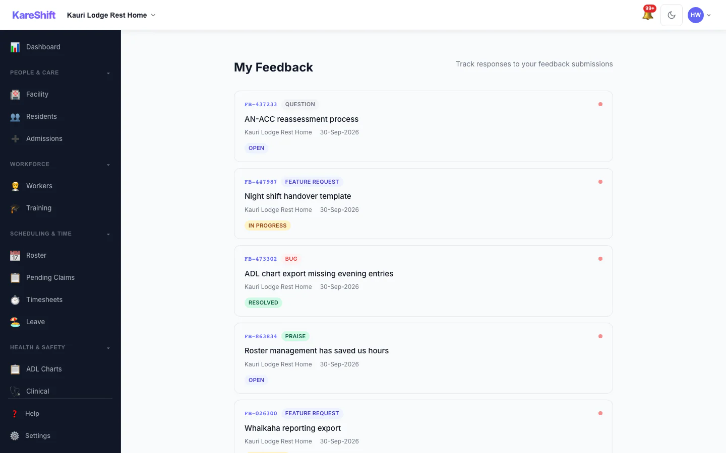 Feedback List