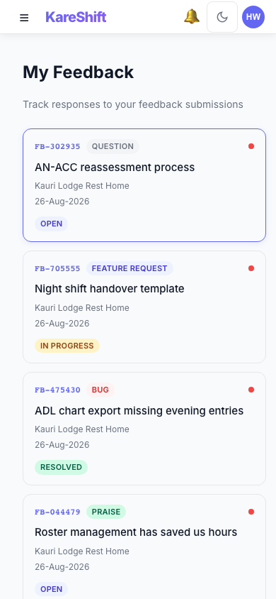 Feedback — Mobile