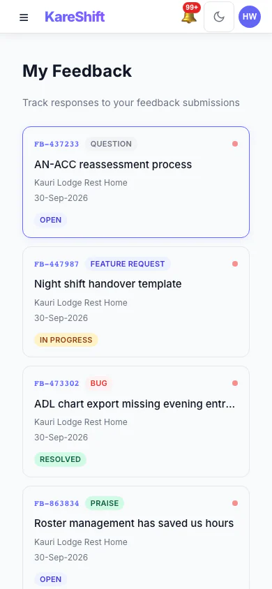 Feedback — Mobile
