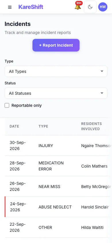 Incidents — Mobile
