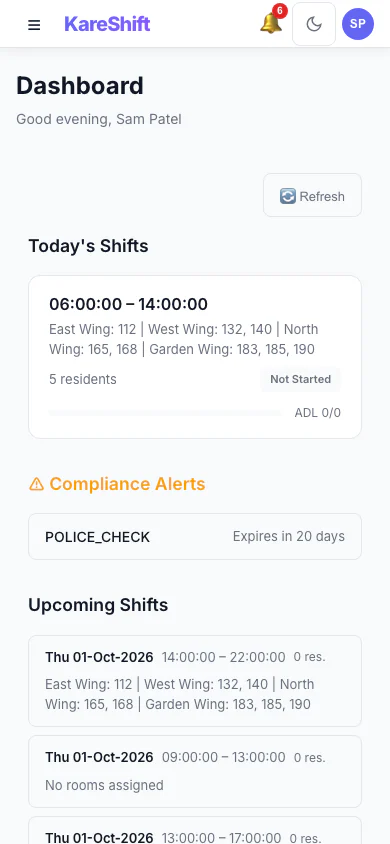 Worker Dashboard — Mobile
