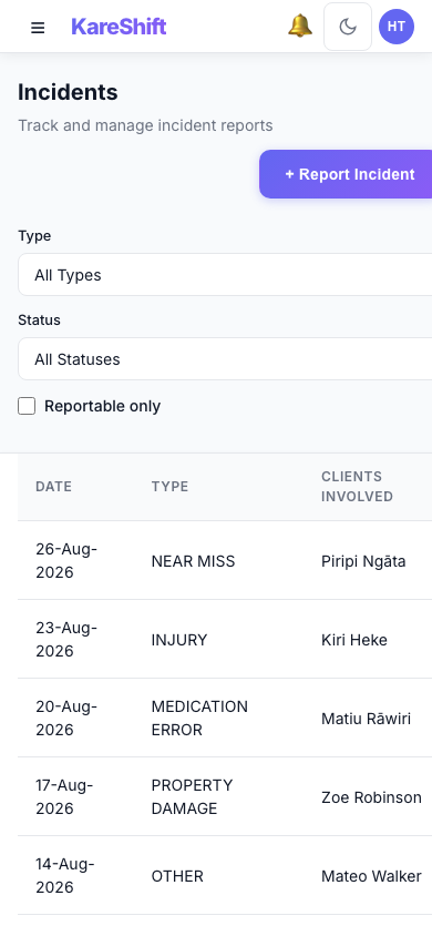 Incidents — Mobile
