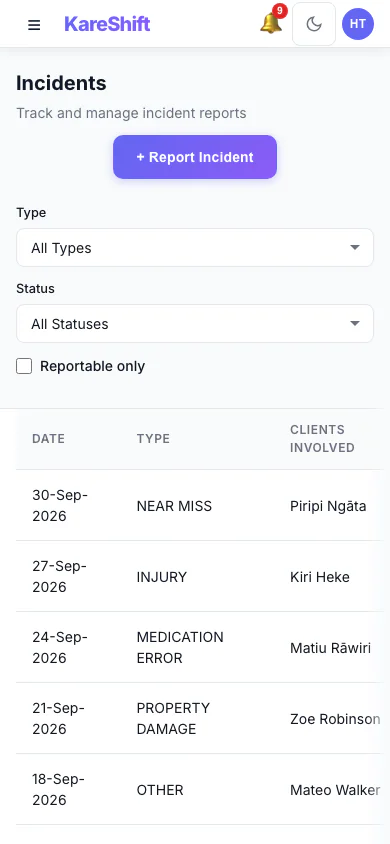Incidents — Mobile