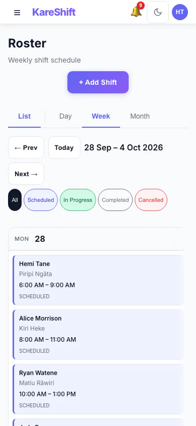 Roster — Mobile