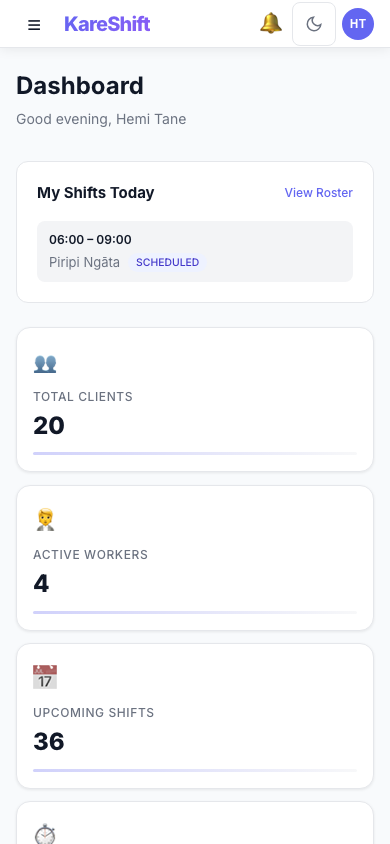 Dashboard — Mobile