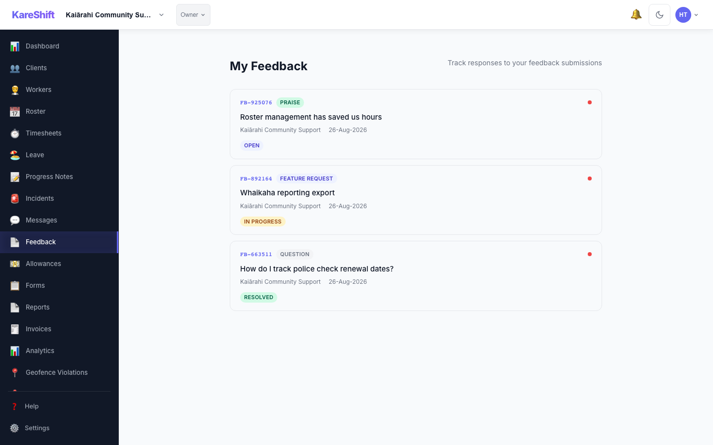 Feedback List