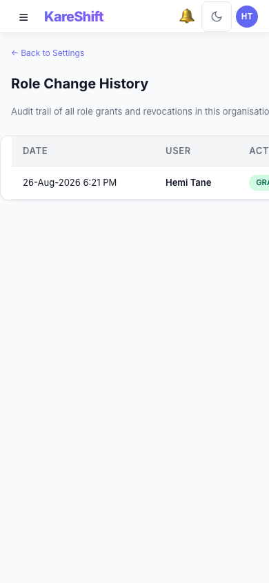 Role History — Mobile