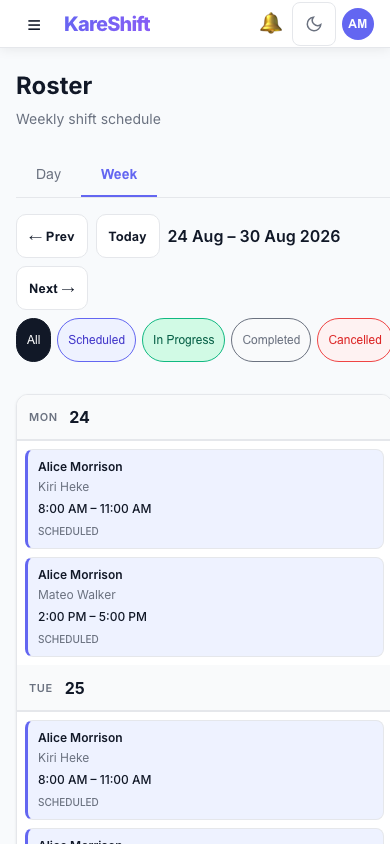 Shifts — Mobile