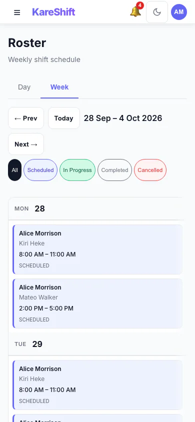 Shifts — Mobile