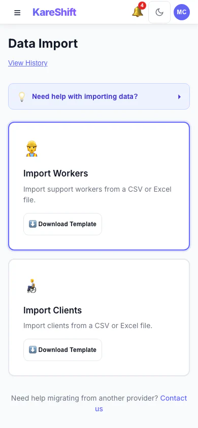 Import — Mobile