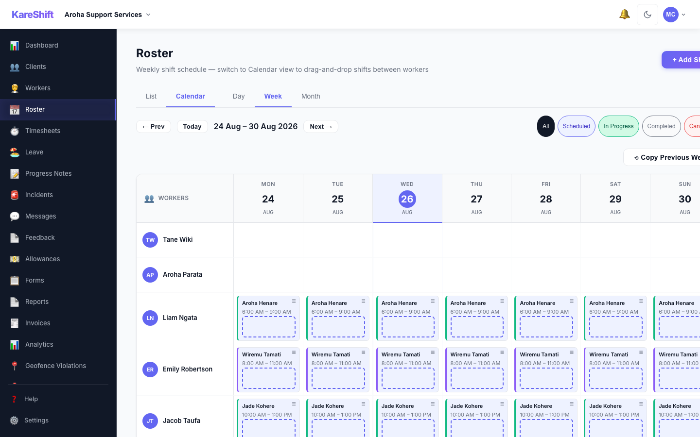 Roster Calendar
