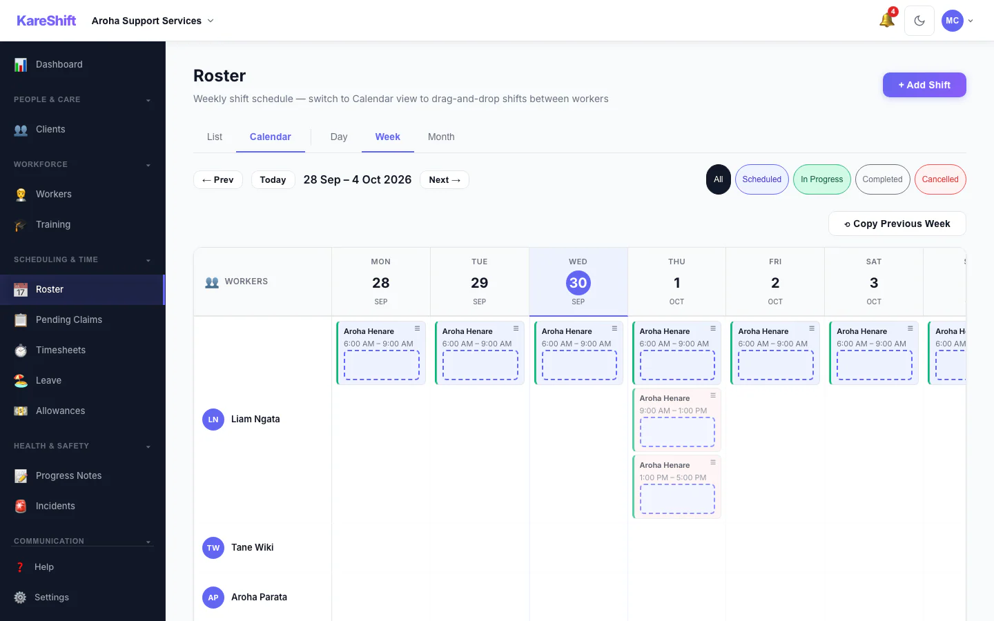 Roster Calendar