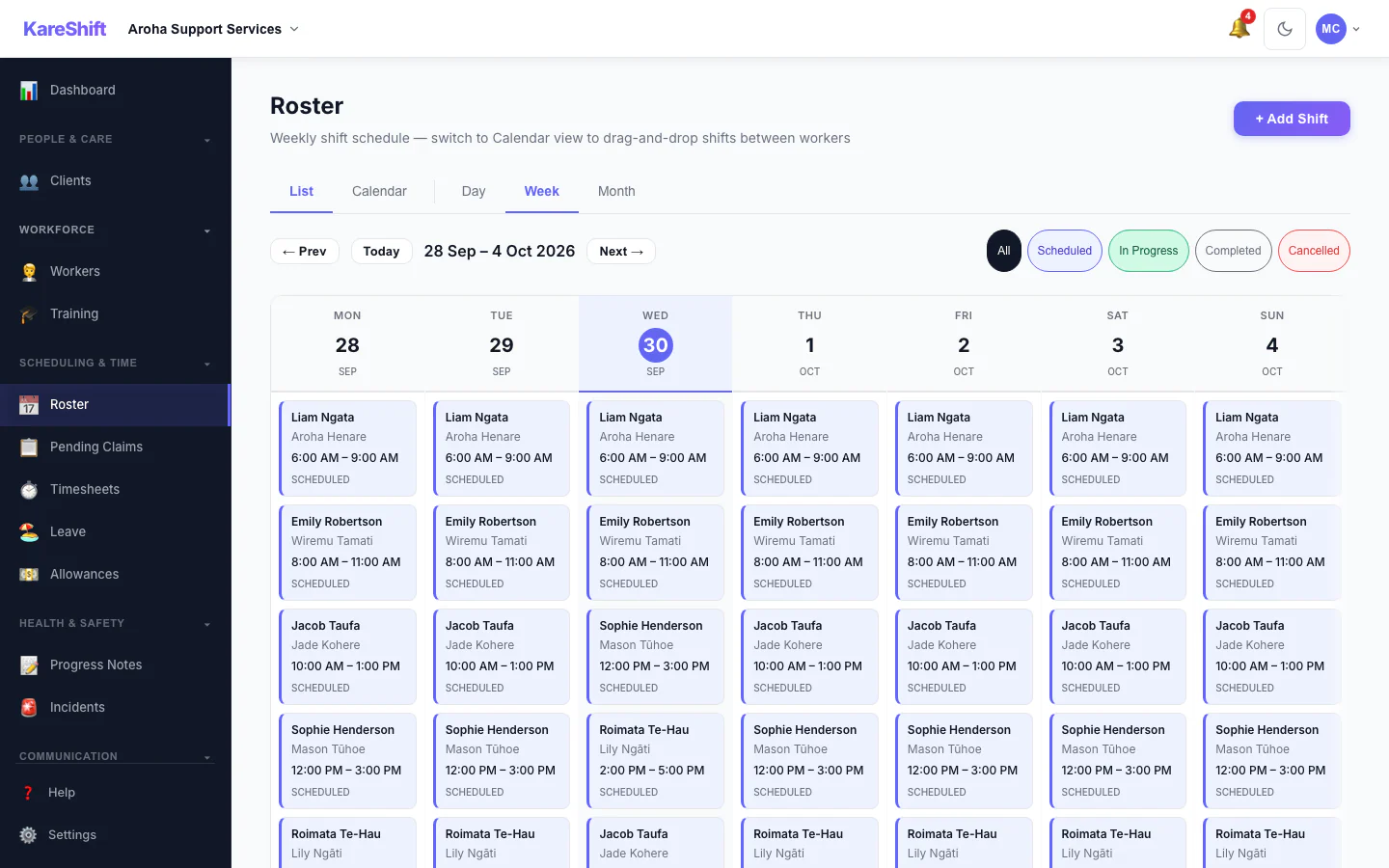Roster Calendar
