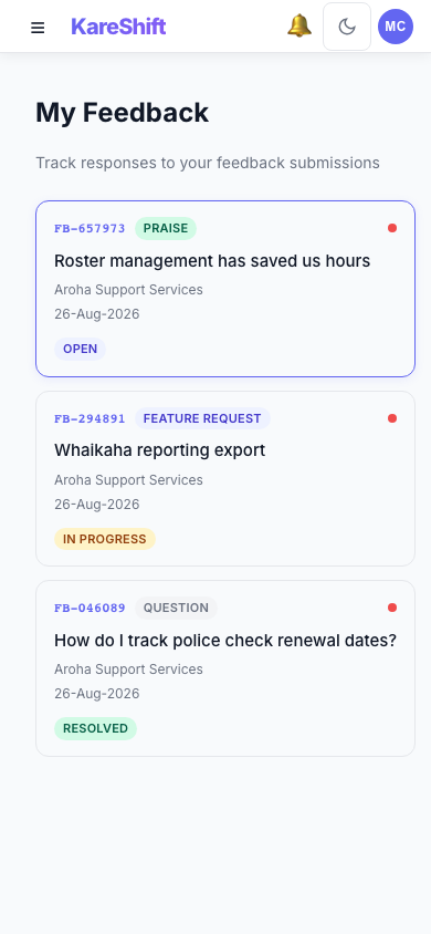 Feedback — Mobile