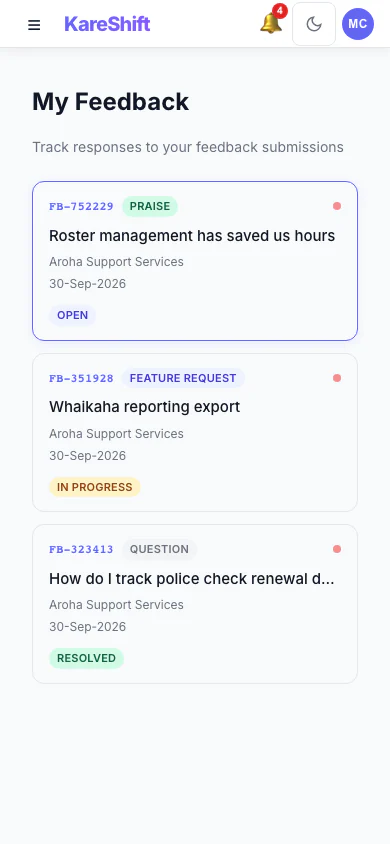 Feedback — Mobile