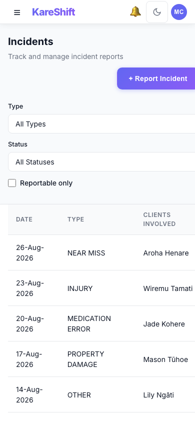 Incidents — Mobile
