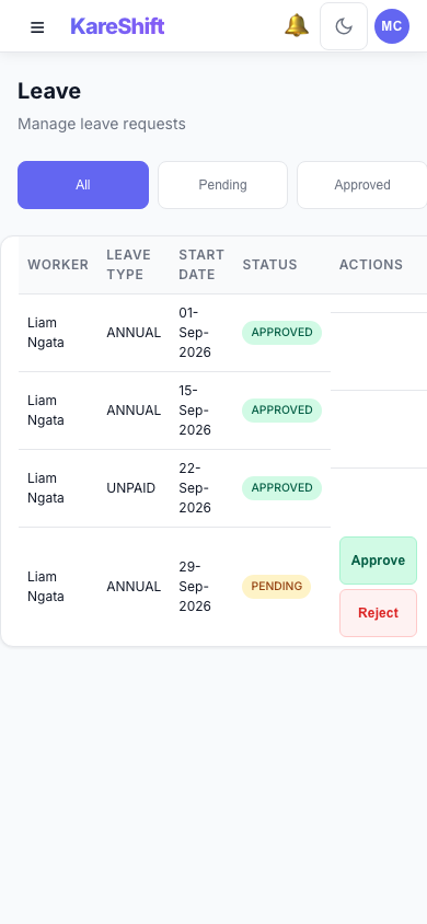 Leave — Mobile