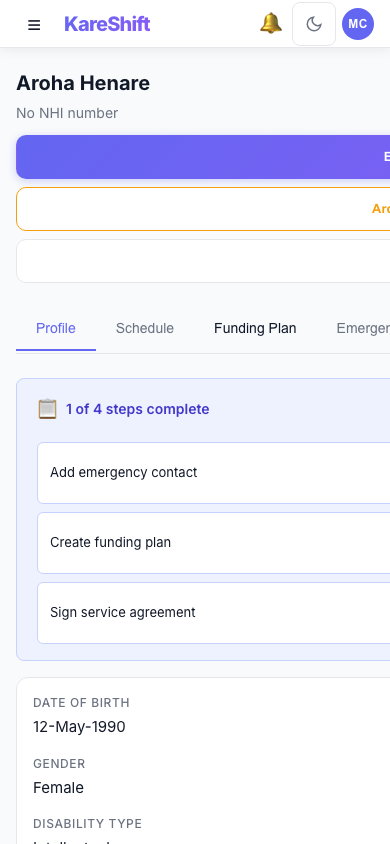 Client Detail — Mobile