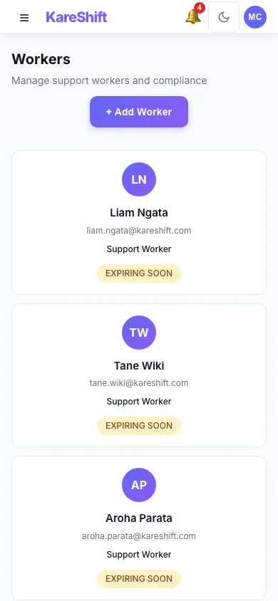 Workers — Mobile