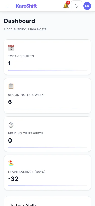 Worker Dashboard — Mobile