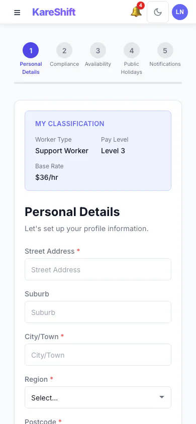 Onboarding — Mobile