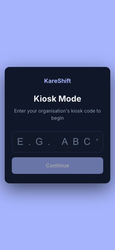 Kiosk Dark Mode — Mobile