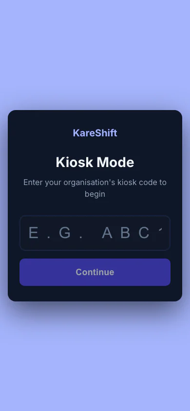 Kiosk Dark Mode — Mobile