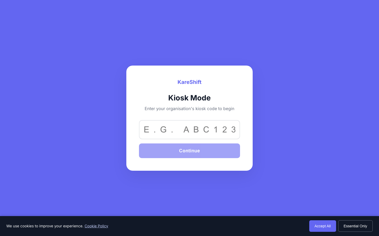 Kiosk Mode PIN Login