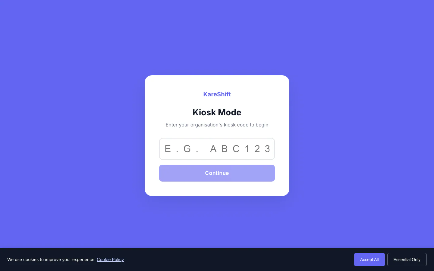 Kiosk Mode PIN Login